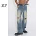 EF JEANS | 2023 New Loose Straight Korean Version Personalized Knee Ripped Pants Jeans Trendy Versatile Men And Women_mkmklike.com