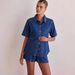 Women's Clothing Summer New Washed Retro Solid Color Short Sleeved Shirt Shorts Denim Suit Women_mkmklike.com