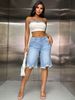 Women's Clothing Fashion Ripped Raw Edge Wide Leg Straight Denim Breeches_mkmklike.com