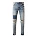 Trendy Streetwear Black Ripped Jeans Men's Slim Fit Stretch Denim With Splatter Paint Design American Style_mkmklike.com