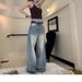 K Jeans For Niche, Age Reducing, Loose, Breathable, Wide Leg Casual Pants For Women. No Belt Or Other Accessories_mkmklike.com