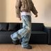 Men's Streetwear Splatter Paint Jeans – Vintage Washed Denim, Loose Straight Fit, Urban Artistic Style For Casual Wear_mkmklike.com