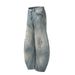 Paint Splatter Scimitar Jeans Street Fashion Punk Washed Frayed Vintage Dirty Wide-Leg Men's Loose Long Pants_mkmklike.com