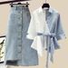 Women's Clothing 200 Pounds Fat Sister Summer Suit Women's Slimming Age Reducing Shirt Short Sleeved Skirt Two Piece Trendy Set_mkmklike.com