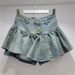 Retro Hot Girl Ruffled Denim Short Skirt Female 2025 Spring And Summer Age Reducing Pants Skirt A Line Puffy Skirt_mkmklike.com