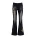 American Retro Jeans For Women High Street Hot Girl Slim Fit Flared Plant Embroidery Low Waist Long Pants With Design_mkmklike.com