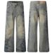 American High Street Side Pleated Flared Jeans Unisex Straight Wide Leg Cleanfit Casual Long Pants Trendy_mkmklike.com