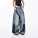 American-style Splatter-paint Ripped Curved Hem Jeans For Women, New High Street Loose Retro Design Versatile Wide-leg_mkmklike.com