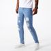 Men's American Style Stretch Denim Jeans With Ripped Details Light Blue Casual Trousers Comfortable Fit_mkmklike.com