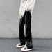 Men's Trendy Frayed Flared Jeans Loose Straight Leg High Street Style Cool And Stylish Zipper Design_mkmklike.com