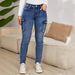 Distressed High-Waist Jeans With Side Pockets – Stretch Denim Skinny Pants For Women (S-2XL, Dark Blue/Light Blue)_mkmklike.com