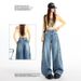 Retro Washed Wide Leg Cargo Jeans For Women Floor Length Pants With Side Pocket Design American Style Autumn New_mkmklike.com