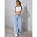 Cross-Border Foreign Trade Sweet And Spicy Style High Waist Straight Jeans For Women Summer New Loose Trendy_mkmklike.com