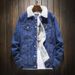Northfold Lamb Wool Denim Jacket For Men, Fleece-Lined And Thickened Coat, Korean Trendy Loose Cotton Jacket, Ins Hong Kong Style_mkmklike.com