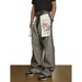 Women's Distressed Wide-Leg Cargo Pants - 90s Grunge Revival With Adjustable Ties & Asymmetrical Hem_mkmklike.com