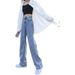 Women's High-Waisted Flared Jeans – Winter Warm Fleece-Lined Wide Leg Pants With Stretch (XS-3XL, Multiple Colors)_mkmklike.com