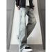 Blue Cleanfit Ink Splashing Jeans Men's American High Street Vibe Pants Straight High Waist Thin Pants_mkmklike.com