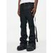 Men's Coated Waxed Flared Jeans – High Street RO Style, Relaxed Fit With Slight Stretch & Distressed Hem (Black, S-XXXL)_mkmklike.com
