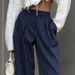 Women's Clothing Leg Wide Leg Pants New Navy Striped Fashion Casual Pants_mkmklike.com