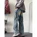 Ripped work jeans for men vibe style high street washed retro pants trendy American loose straight trousers_mkmklike.com