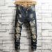 Men's Vintage Washed Jeans – Slim Straight Fit Distressed Denim Pants With Artisan Bleaching & Ripped Details_mkmklike.com