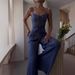 Women's Clothing summer new pure desire sexy hollow strap top casual wide leg pants suit_mkmklike.com