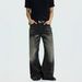 Unisex Vintage Washed Denim Jeans Straight Leg American Retro High Street Style With Subtle Whiskering_mkmklike.com