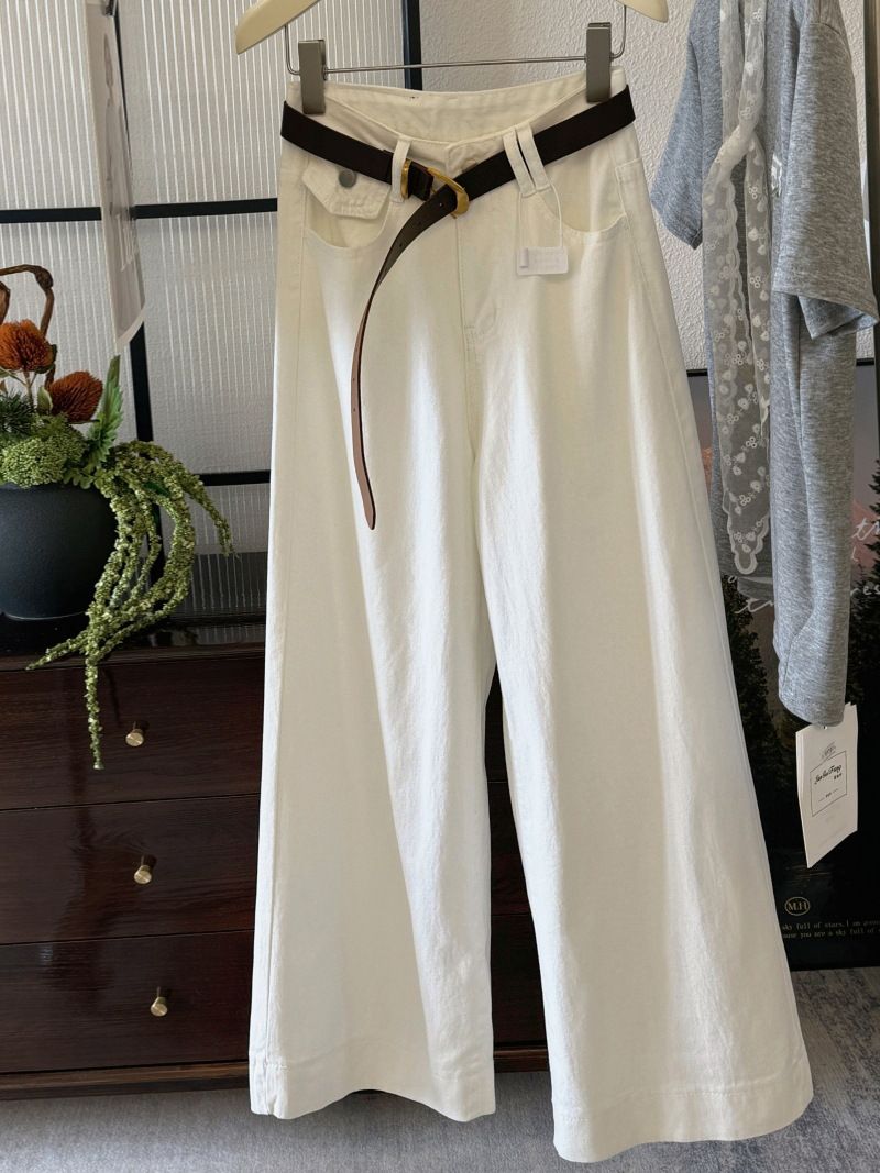 Retro Light Blue Cropped Jeans for Women Loose Straight Leg Slim Fit Wide Leg Style Suitable for Petite Women_mkmklike.com