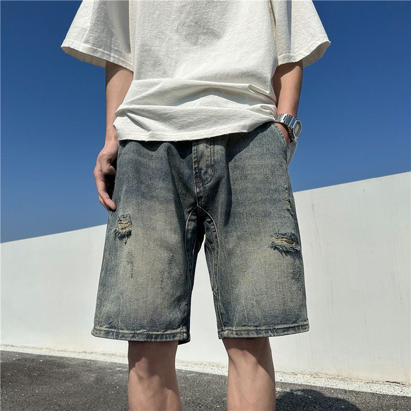 Men's Clothing Summer Harajuku Style Ins Casual Handsome Version Loose Wide Leg Five Point Pants_mkmklike.com