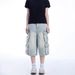 Multi-Pocket Cargo Jeans For Men And Women American Style Vintage Straight-Leg Cropped Slimming Loose Pants_mkmklike.com