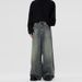 Men's Retro Vintage Wide Leg Jeans Loose Casual Straight Pants Cleanfit Archer0603_mkmklike.com