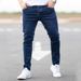 Men's Slim Fit Stretch Jeans, Solid Color Skinny Denim Pants_mkmklike.com