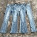 Vintage Blue Washed Denim Jeans With Faded Lightning Stripe & Flared Hem For Cleanfit Style Fashion Trends_mkmklike.com