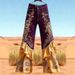 Women's Retro Print High-Waisted Slimming Jeans Faux Denim Style Comfortable Casual Leg Lengthening Effect_mkmklike.com