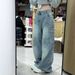 Men's Clothing Washed High Waist Jeans New Style Slim All Match Design Straight High Waist Casual Mopping Trousers_mkmklike.com