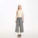 Women's Clothing Women's Distressed Washed Loose Straight Wide Leg Capri Pants Puppy Embroidery For Formal & Casual For Women_mkmklike.com