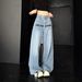  Embroidered Blue Jeans For Women – High Waist, Wide Leg, Distressed Denim (S-XL, Cotton Blend, Streetwear, No Stretch, Spring Collection)_mkmklike.com