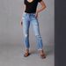 Women's Distressed Straight-Leg Jeans – Classic Blue Denim With Ripped Details (S-XL, Mid-Rise)_mkmklike.com