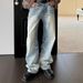 Vintage Washed Denim Pants – Oversized High Street Jeans With Cat Whisker Fading (Unisex, Light Blue, Baggy & Straight-Leg)_mkmklike.com