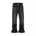 Men's Vintage Streetwear Cleanfit Splatter Jeans - Retro High-Waisted Flared Pants With Distressed Hem & Stacked Leg_mkmklike.com