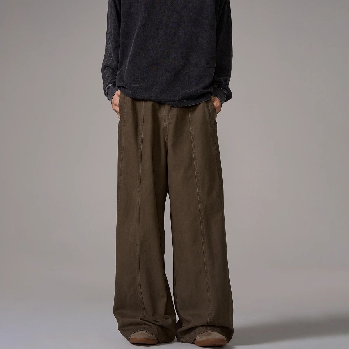 Vintage Washed Straight-Leg Cargo Jeans – Retro Streetwear Baggy Pants For Men (Brown, S-XXXL)_mkmklike.com