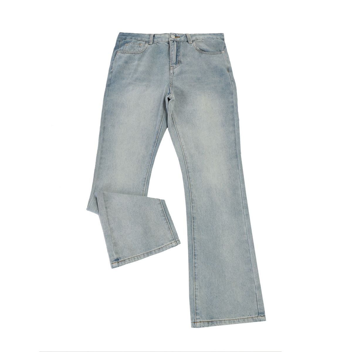 Men's Premium High Street Jeans - Vintage Washed Straight To Bootcut Denim Pants With Metal Accents, Relaxed Fit For Casual & Streetwear_mkmklike.com