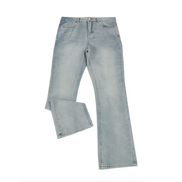 Men's Premium High Street Jeans - Vintage Washed Straight To Bootcut Denim Pants With Metal Accents, Relaxed Fit For Casual & Streetwear_mkmklike.com