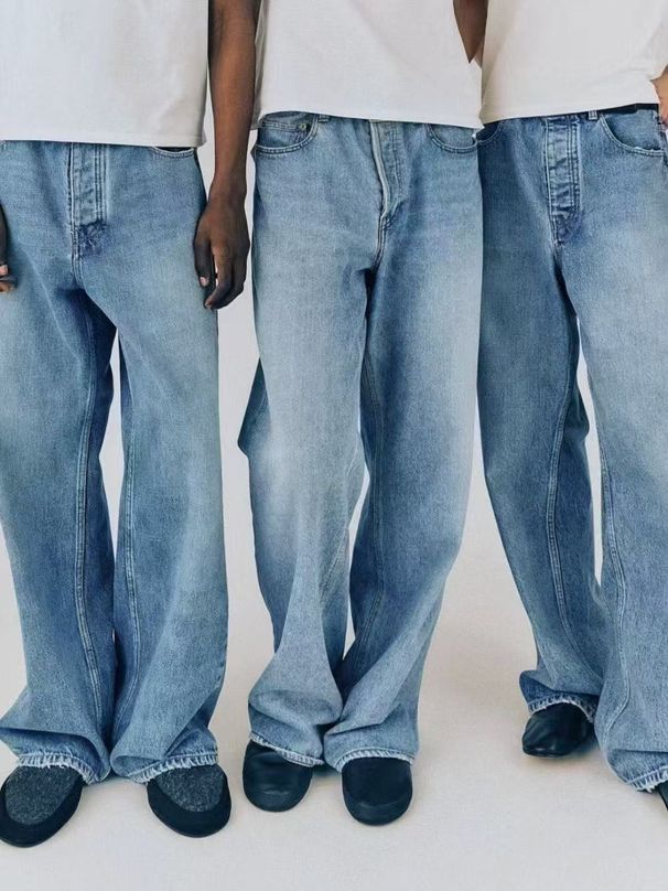 Men's Clothing Vujade 009 Steve American Washed Blue Jeans Casual Loose Versatile Straight Trousers Kenijima_mkmklike.com