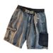 Washed Old Denim Shorts, Men's Summer Trend, Ins Multi Pocket Workwear Pants, Loose Fitting American Casual Capris_mkmklike.com