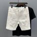 Men's Clothing Ins Trendy Fashion Cat Whisker Hole White Denim Shorts Men's Summer Ink Splashed Casual High Street Stretch Four Point Pants_mkmklike.com
