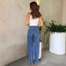 Women's Clothing Fashionable Beaded Frayed Wide Leg Jeans Denim_mkmklike.com