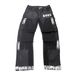 Men's Clothing Menswear Trendy Patchwork Distressed Washed Denim Cargo Pants With Hand Painted Details, US Style Combination Jeans._mkmklike.com