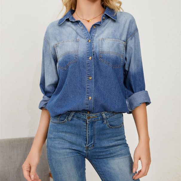 Women's Clothing New Fashion Casual Lapel Single Breasted Denim Jacket_mkmklike.com