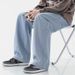 Men's American Wide-leg Loose Straight Casual Trousers Street Hip-hop Baggy Jeans Black Grey Blue Streetwear Men_mkmklike.com